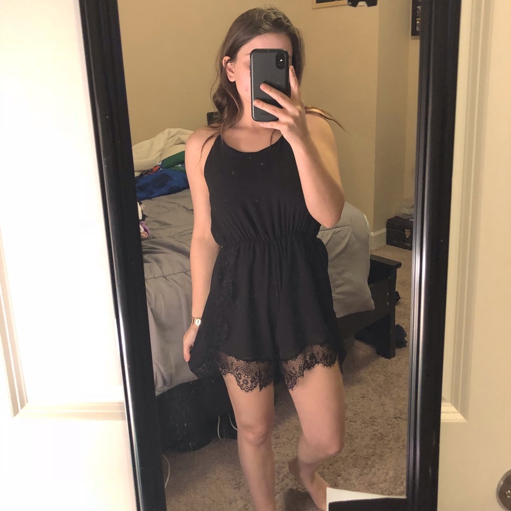 women’s black lacy romper